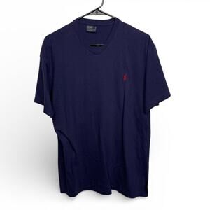 Polo Ralph Lauren V-Neck T-Shirt - Navy Blue (Size M)